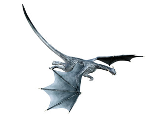 3D Rendering Fairy Tale Dragon on White