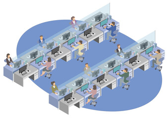社内のソーシャルディスタンス-カラー-ウイルス対策