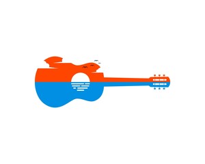 Guitar with sunset in the beach