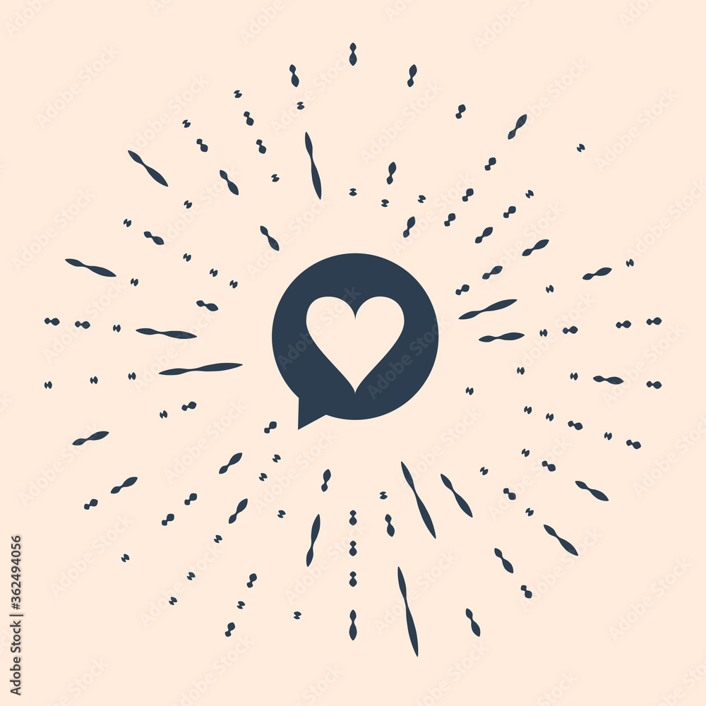 Poster black heart in speech bubble icon isolated on beige background. heart shape in message bubble. love 