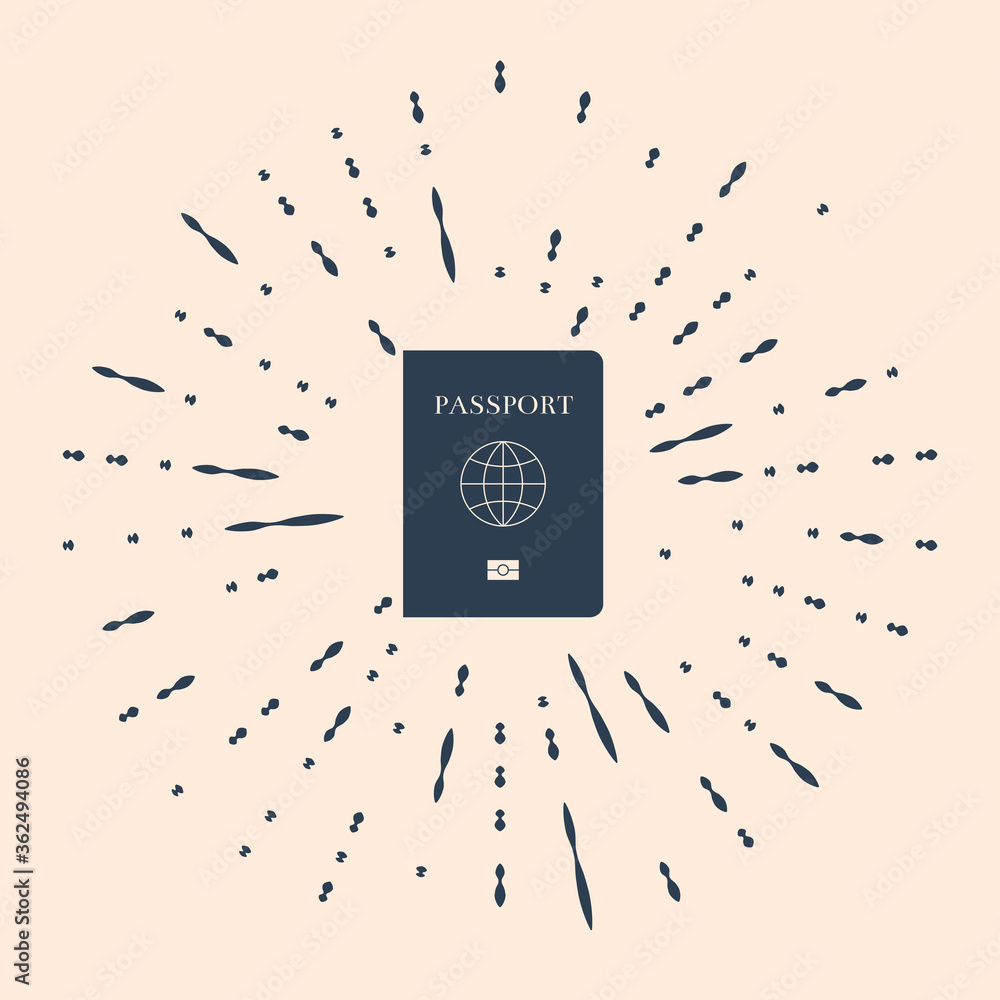Poster black passport with biometric data icon isolated on beige background. identification document. abstr