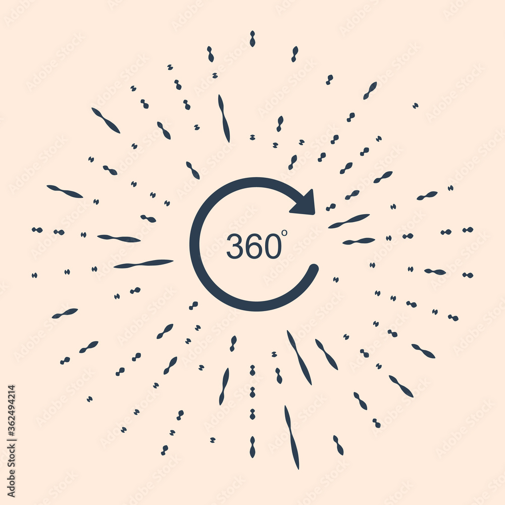 Poster black angle 360 degrees icon isolated on beige background. rotation of 360 degrees. geometry math sy