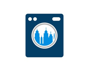 Washing machine with city building inside