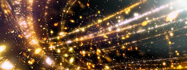 宇宙空間を照らす金色に輝く抽象的な光線 © k_yu