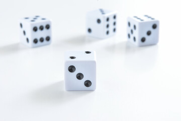 Dices on white background