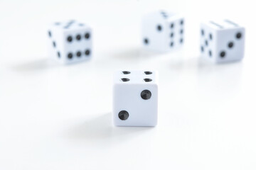 Dices on white background