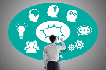 Brainstorming concept drawn by a man