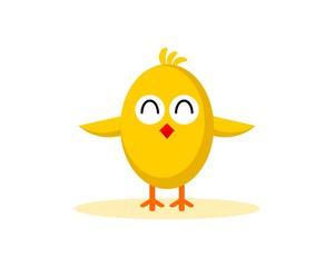Yellow chick with happy face