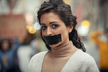 Woman protesting for domestic violence