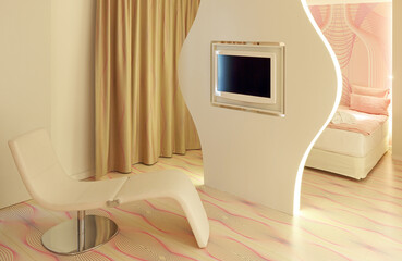 Hotelzimmer mit Raumteiler