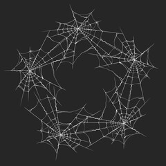 Halloween spiderweb frame. Vector isolated  background for october night invitation cards and decorations.