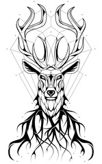 Deer modern tattoo design