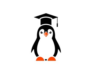 Happy penguin with graduation hat