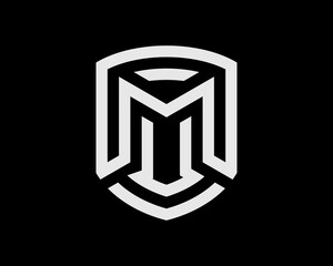 Abstract shield form M letter silhouette