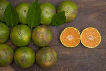shogun oranges fruit on a wood background