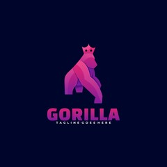 Vector Logo Illustration Gorilla Gradient Colorful Style.