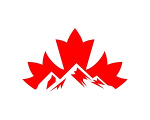 Maple leaf with mountain inside