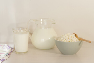 Breakfast with rural dairy products. Concept healthy  food.