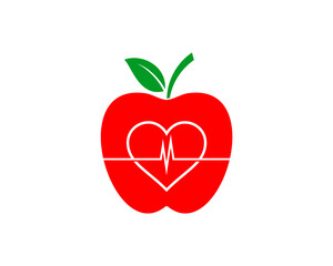 Red apple with heart beat inside