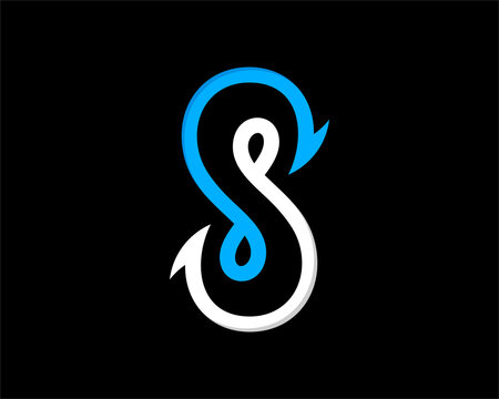 S Letter with two hook back and forth