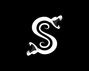 S Letter with two snake back and forth
