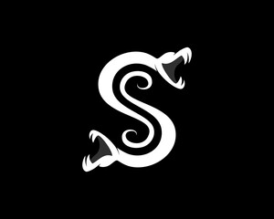 S Letter with two snake back and forth