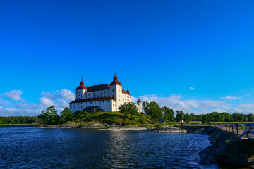 Fototapeta na wymiar Lidkoping, Sweden The medieval Lacko Castle on the southern shore of Lake Vanern