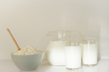 Breakfast with rural dairy products. Concept healthy  food.
