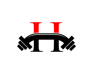 H Letter with dumbbell in the middle