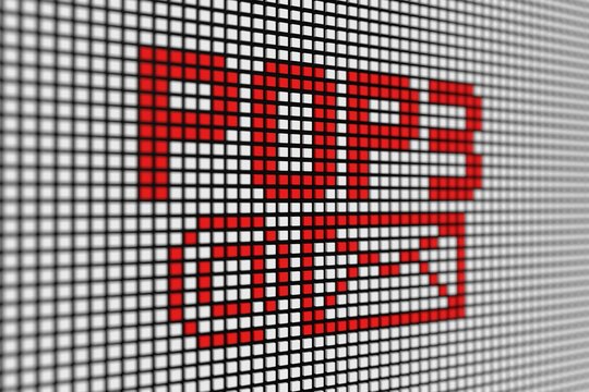 POP 3 text scoreboard blurred background 3d illustration