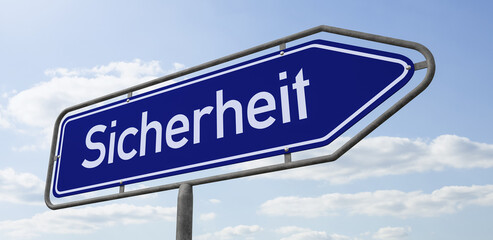 Pfeilwegweiser mit der Beschriftung Sicherheit