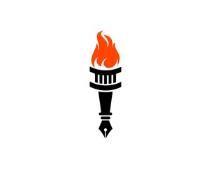Torch with pen silhouette