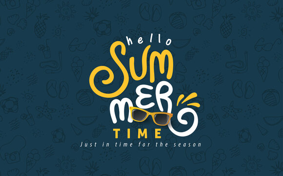 Brush lettering composition of Summer Vacation isolated on dark background.