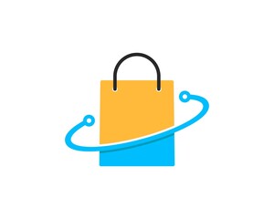 Yellow and blue shopping bag with swoosh technology