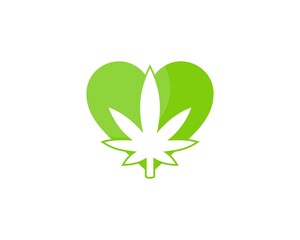 Love with cannabis leaf inside