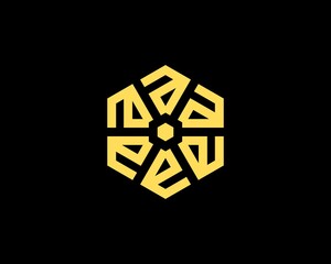 E letter circular form a hexagon