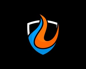 Shield with fire and water element