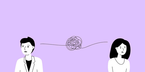 tangled thread between man and woman