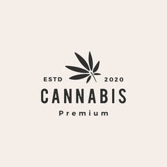 cannabis hipster vintage logo vector icon illustration