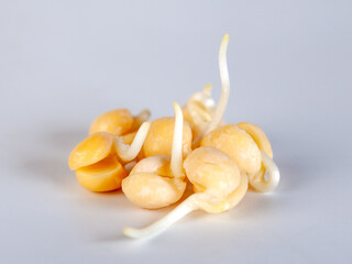 Pea sprouts on white background, healthy food