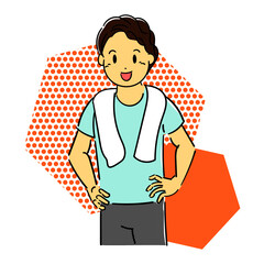 タオルをかけるイラスト