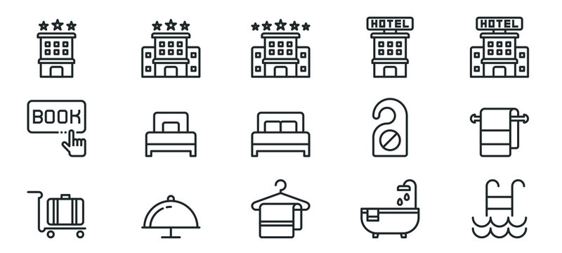 hotel icons . line vector illustration  