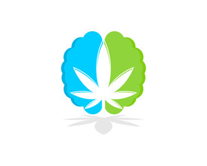 Brain with cannabis leaf inside