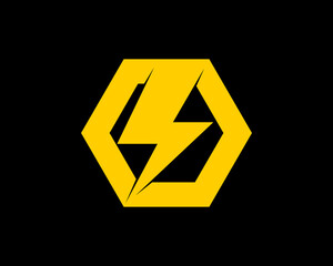 Hexagonal shape with lightning inside