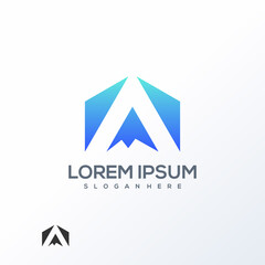 hexagon mountain logo ready to use