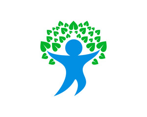 Healthy people with love leaf