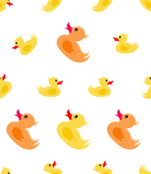 Rubber Duck Icon Seamless Pattern, Rubber Ducky, Duck Shape Toy