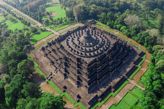 Borobudur Temple Aerial View, Central Java, Indonesia