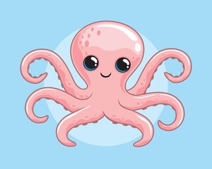 Octopus Cartoon Cute Animals Illustration