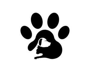 Paw shape with dog and cat inside